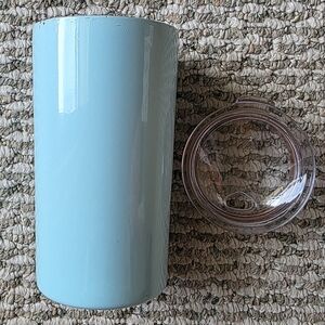 12 Oz Lught Blue Stainless Tumbler with Clear Lid